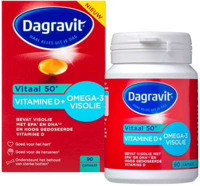 Dagravit Vitaal 50+ Vitamine D & Omega-3 Visolie - 4 x 90 capsules - Voordeelverpakking