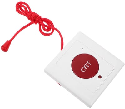 Noodknop Ouderenalarm - Oproepknop Hulpmiddel - Veiligheid Thuis - Trekkoord Ontwerp - 8.5 x 8.5 cm - Wit