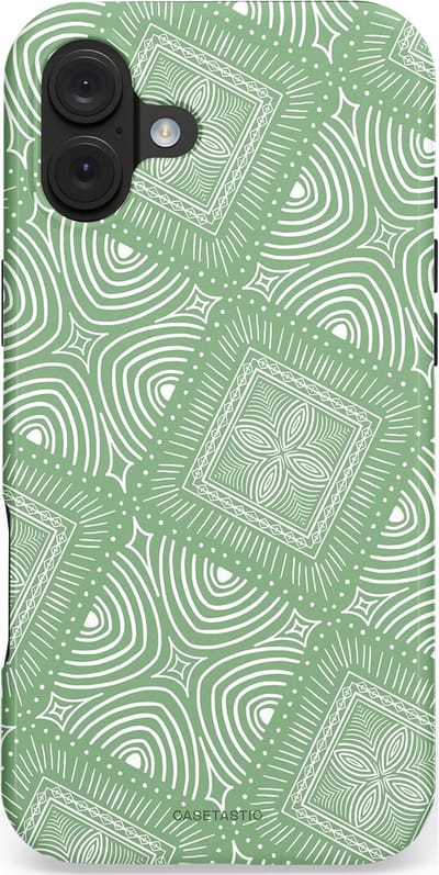 Casetastic hoesje geschikt voor Apple iPhone 16 Plus - MagSafe - Dubbellaagse bescherming - Groene Mandala - Fashion Case - Saliegroen