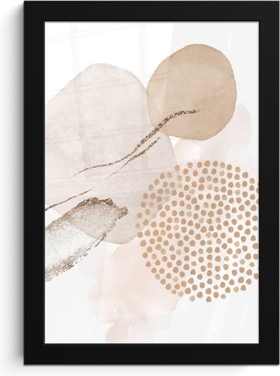 Poster in lijst - Fotolijst 20x30 cm - Posters - Watercolor - Beige - Pastel - Modern - Abstract - Posterlijst zwart - Wanddecoratie badkamer - Muurdecoratie WC - Decoratieve accessoires - Toilet muur decoratie