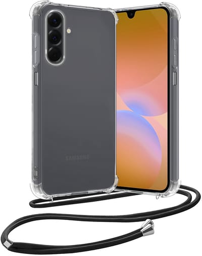 Hoes - Geschikt voor Samsung Galaxy A26 - Met Koord - Shock Proof - Siliconen Case - Back Cover - Telefoonkoord - Telefoon Hoesje Shockproof - Telefoonketting - Transparant
