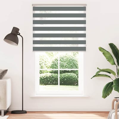vidaXL - Zebra - rolgordijn - 130x200 - cm - stofbreedte - 125,9 - cm - donkergrijs