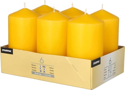 Conpax candles Stompkaarsen/zuilkaarsen set van 6x - geel - D6 x H12 cm - 24 branduren
