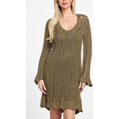 GUESS Marciano By  Lucky Ls Flare Mini Army Olive + Gold Lu Maat: 36 | Mini Jurken Outlet | Dames | Bruin