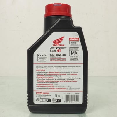 Can olie Motul E TEC Lub 4T 10W30 100% synthetisch 1L voor motor Honda Nieuw