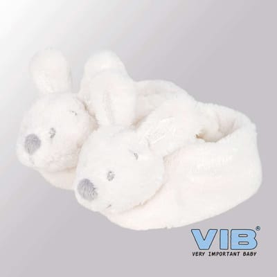 VIB® - Pluche Konijnenslofjes (Wit) - Babykleertjes - Baby cadeau - zwangerschap aankondiging - geboorte cadeau