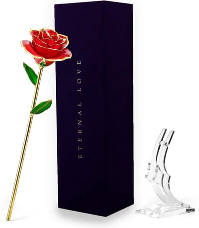 RX Goods Luxe Rode & Gouden Roos 24 Karaat Goud - 24K Vergulde Bloem - I love You Liefde Valentijn Cadeautje voor Hem & Haar - Incl. Geschenkdoos