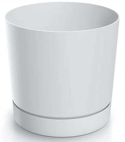 Prosperplast Tubo Serie - Bloempot met Schotel - 11 cm - Wit - Kunststof
