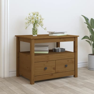 vidaXL - Salontafel - 71x49x55 - cm - massief - grenenhout - honingbruin