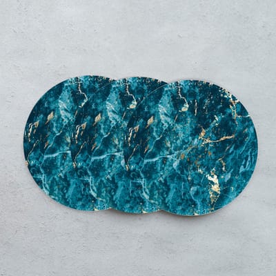 GR onderzetters voor glazen - Marble Dark Blue - Vinyl - 6st