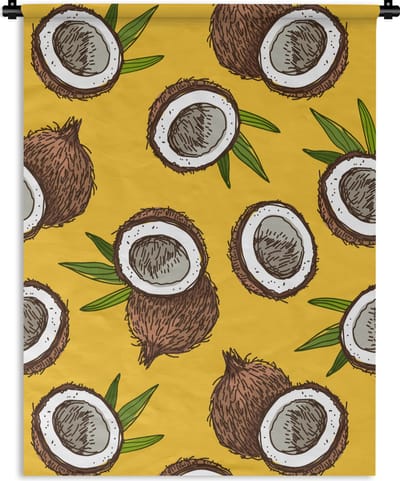 Wandkleed - Wanddoek - Kokosnoot - Hawaii - Tropisch - Bladeren - Design - 90x120 cm - Wandtapijt