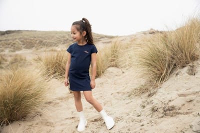Koko Noko meisjes Bio Cotton korte mouwen jurk Niya Navy