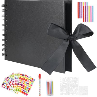 Dailygoods- Fotoalbum A5 30 Vellen - Zwarte Pagina's - Ringband - 150 x 215 mm - Souvenirboek - Bruiloftsalbum - Verstelbaar 360 Graden - Scrapbook