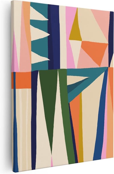 Artaza Canvas Schilderij Abstract Kleurrijk - 40x50 cm - Muurdecoratie Geometrisch - Wanddecoratie Woonkamer - Schilderijen Op Canvas