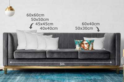Sierkussens - Kussentjes Woonkamer - 50x30 cm - Vrouw - Portret - Goud - Luxe - Blauw