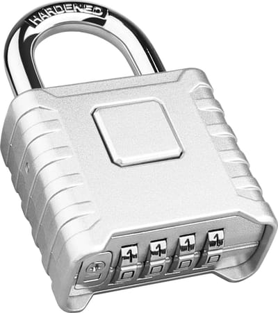 Robuuste combinatie hangslot voor buiten, [weerbestendig] 52 mm groot 4-cijferig locker hangslot met 8 mm dikke 304 roestvrijstalen beugel voor garage, huis, school, poort, schuur, hek, magazijn, sportschool (zilver)