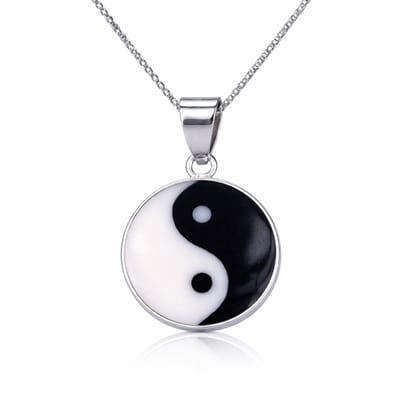 Natuursieraad - 925 sterling zilver YIN YANG ketting rond - balans symbool collier