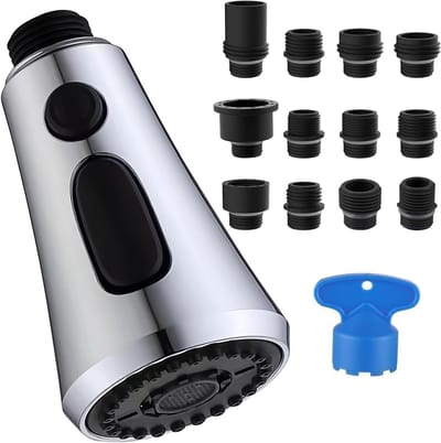 Keukenkraan kop - Douchekop kraan - Snel schoonmaken - Drie waterstanden - Met 9 adapters - Zilver