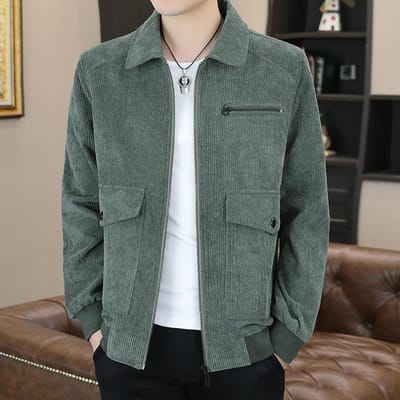 Lentejas Heren Corduroy Casual Fleece Middelbare leeftijd Revers Heren Top Heren Jas Herenkleding 2XL gray