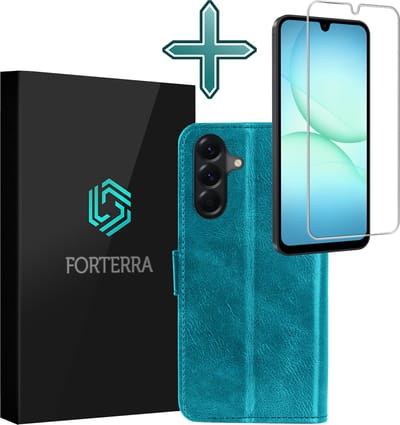 Hoesje Met Screenprotector - Geschikt voor Samsung Galaxy A17 - Luxe Pasjeshouder - Flipcase - Bookcase Portemonee - Flip Case - Kunstleer Book Case - Book Cover - Walletcase - Portemonneehoes - Turquoise