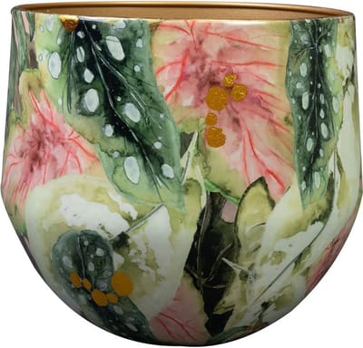 TS Collection - Bloempot Designed by Lammie - Monstera mystery - 28x25 - Metaal & Epoxy - Exclusieve woonitems voor binnen - Handgemaakt - Unieke print - Designed by Lammie