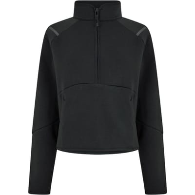 Under Armour Dames-sweatshirt met kwartritssluiting van Unstoppable-fleece, normale pasvorm (Zwart)
