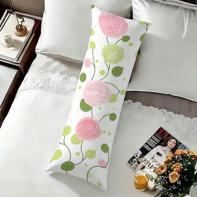 Zijslaapkussen hoes - Bloemen kussensloop - Ontspannen slapen - Superzacht fluweel - 60 x 180 cm - Roze
