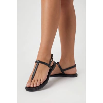 boohoo Dames Sandaal Met Vierkante Teen, Teenband En Gespsluiting | Zwart | Maat: 37