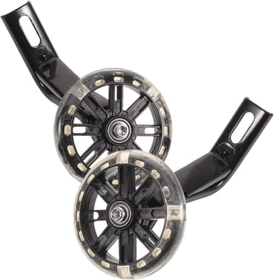 Fiets Stabilisatorwielen - Zijwieltjes Kinderfiets - Kinderen Leren Fietsen - Fluisterstille LED Verlichting - 11 cm - Zwart