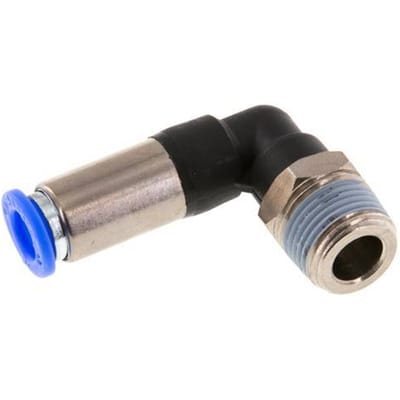 8mm & R3/8'' Zelfsluitende L-insteekkoppeling Vernikkeld messing/PBT buitendraad 0-10 bar