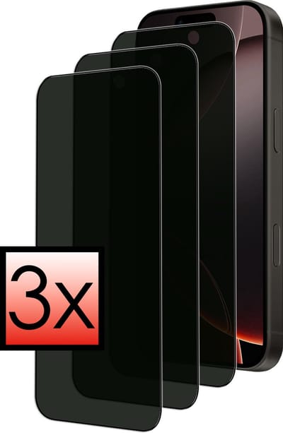 Screenprotector - 3 Stuks - Geschikt voor Apple iPhone 16 Pro - Privacy Filter - Beschermglas - Gehard Glas - Tempered Glass - Screen Protector - Anti Spy - Full Display Cover