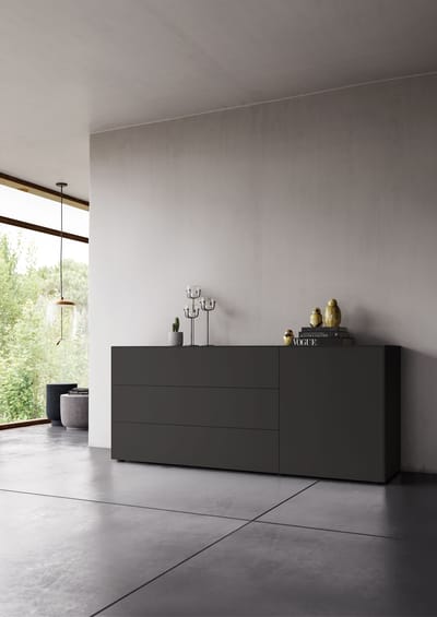 Piure Nex Pur combibox gesloten - graphite P44 - Laden/deuren - H 77.5 cm