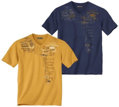 ATLAS FOR MEN - Set van 2 T-shirts met V-hals Road Legend - Heren - Verkrijgbaar in grote maten - L