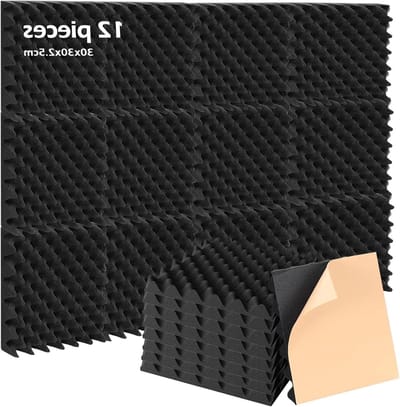 Allecto Plus - Geluidsisolatieplaten 12 stuks | Geluidsisolatie akoestische platen 30 x 30 x 25 cm | Zelfklevend voor slaapkamers en kantoren | Geluidsreductie en privacybescherming