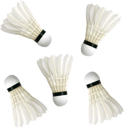 Set van 10x stuks badminton shuttles met veertjes - wit - 9 x 6 cm - Veren shuttles om mee te badmintonnen