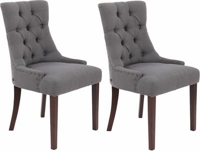 CLP Aberdeen Set van 2 eetkamerstoelen - Zonder armleuning - Hout - Stof - donkergrijs antiek