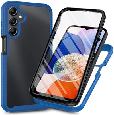 Hoesje met Ingebouwde Screenprotector Geschikt voor Samsung Galaxy A25 | Full Protect valbescherming | Schokbestendige Beschermhoes tegen Vallen | Shockproof | Doorzichtig / Blauw