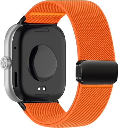 Stravo Nylon Bandje met Magneet Geschikt voor Redmi Watch 4 / 5 / 6, Xiaomi Smart band 8 Pro (Xiaomi Mi band 8 Pro) / Xiaomi Smart band 9 Pro (Xiaomi Mi band 9 Pro) - Stevig & Verstelbaar Horlogebandje - Oranje