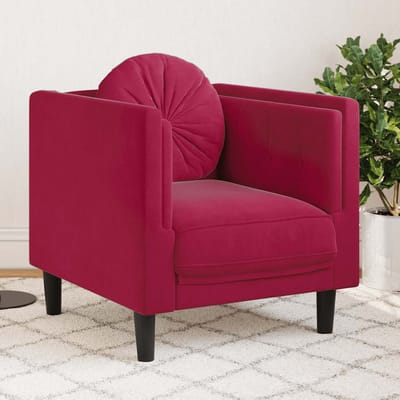 vidaXL Fauteuil met kussen fluweel wijnrood