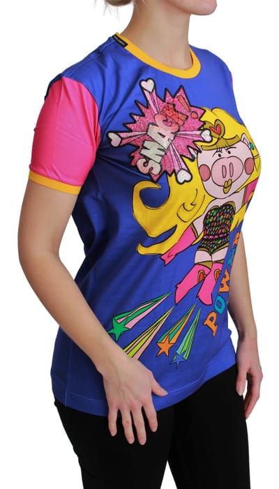 Dolce & Gabbana Vrouwen Paarse PIG SUPERGIRL Top Katoenen T-shirt