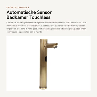 Dailygoods - Automatische Sensor Badkamer - Touchless Wastafel Kraan - Vintage Antiek - Handsfree Water Kraan - Ideaal voor Badkamer - Antiek Kleur