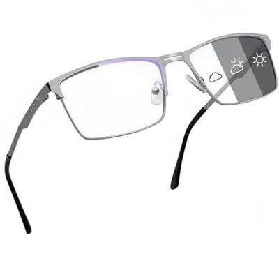 Photochromic Anti-Blue Light Gaming Glasses for Men and Women with Metal Frames