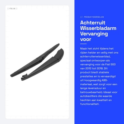Dailygoods- Achterruitwisser Vervanging voor Fiat 500 2012-2019 - Wisserblad - Hoogwaardig ABS - Duurzaam - Sterk - Efficiënte watervlekkenverwijdering - Ruitenwisser
