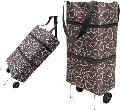 Herbruikbare Boodschappentassen met Waterdichte Coating & Vouwbare Wielen – Vouwbare Tote voor Boodschappen & Multifunctionele Opslag (Zwart)