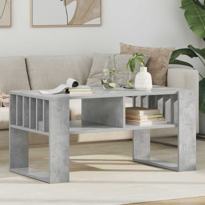 vidaXL - Salontafel - Beton - Grijs - 92 - x - 49,5 - x - 45 - cm - Bewerkt - hout