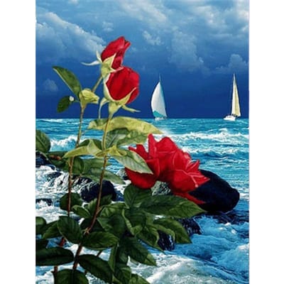 5D DIY Diamond schilderij Middellandse Zee borduurwerk kruissteek Strass mozaïek Home Decor 20X30CM red