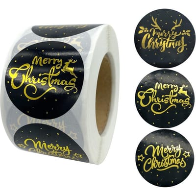 500 stuks/rol 3,8 cm kerststickers rond envelop cadeaukaarten pakketlabels gray