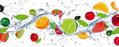 Fotobehang - Fruits in Water 375x150cm - Vliesbehang