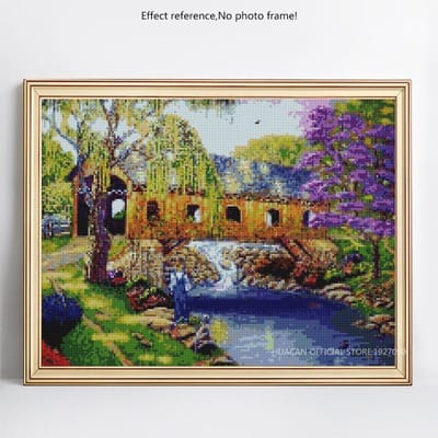 Diamant schilderij brug en rivier strass diamant borduurwerk schilderachtige kruissteek 20X30CM