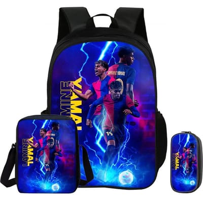 L-Lamin Yamal 3-delige Set Rugzak Schoudertas Etui Boekentas Voetbalster Rugzak kind Mochila Sport Schooltas Kindercadeau